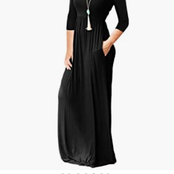 Wneedu Plus Size Black Maxi Dress 2XL - Picture 2 of 8